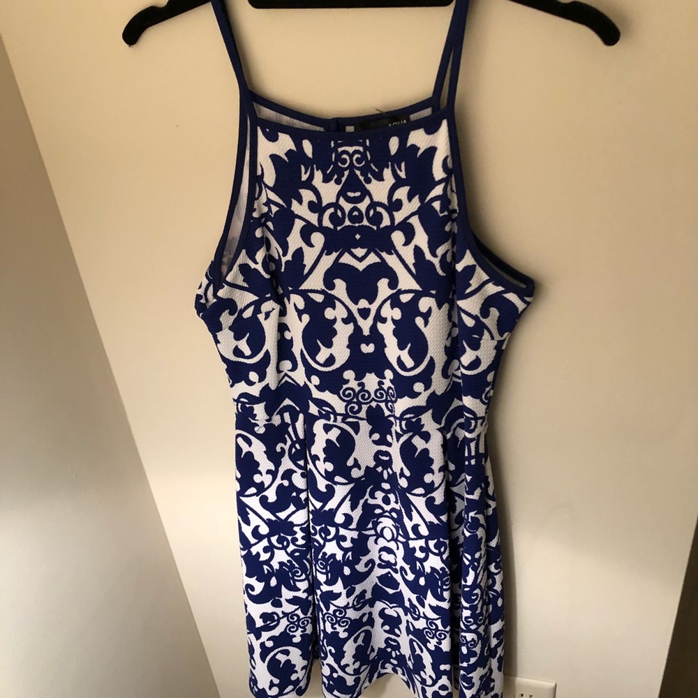 Aqua Circle Neck Mini Dress